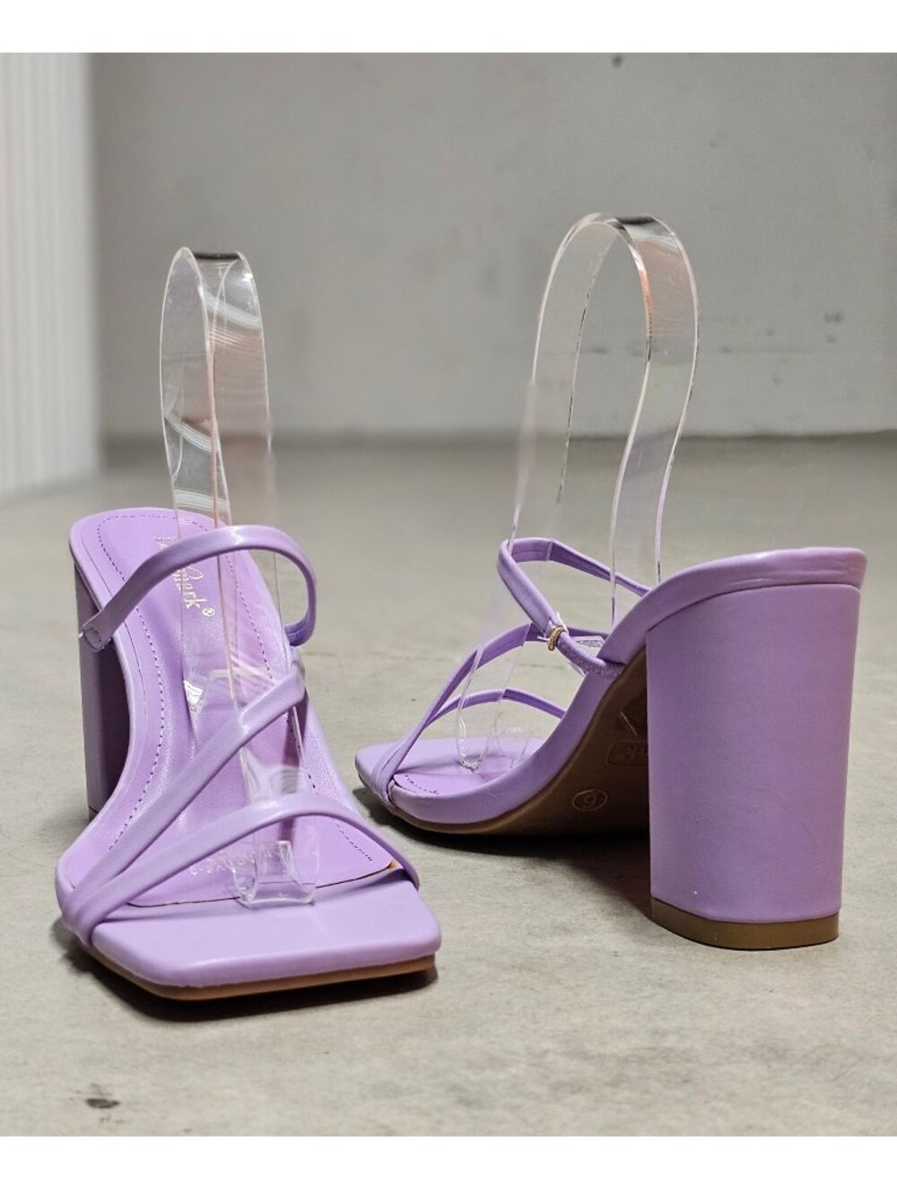 Purple Block Heel Sandals With Strappy Design Open Toe For Women